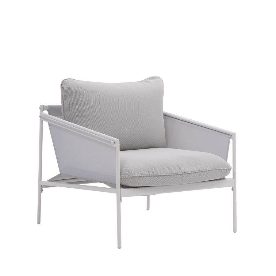 Bricocenter COFFEE SET NATERIAL SIGMA 4 SEATER WHITE STEEL WITH GLASS COFFEE TABLE TOP
