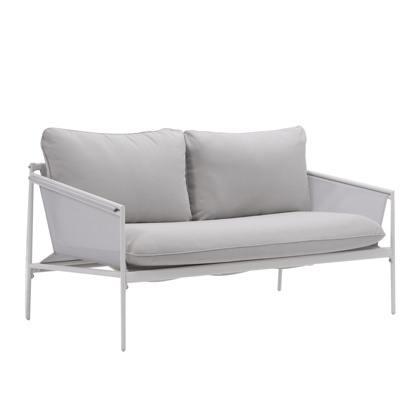 Bricocenter COFFEE SET NATERIAL SIGMA 4 SEATER WHITE STEEL WITH GLASS COFFEE TABLE TOP