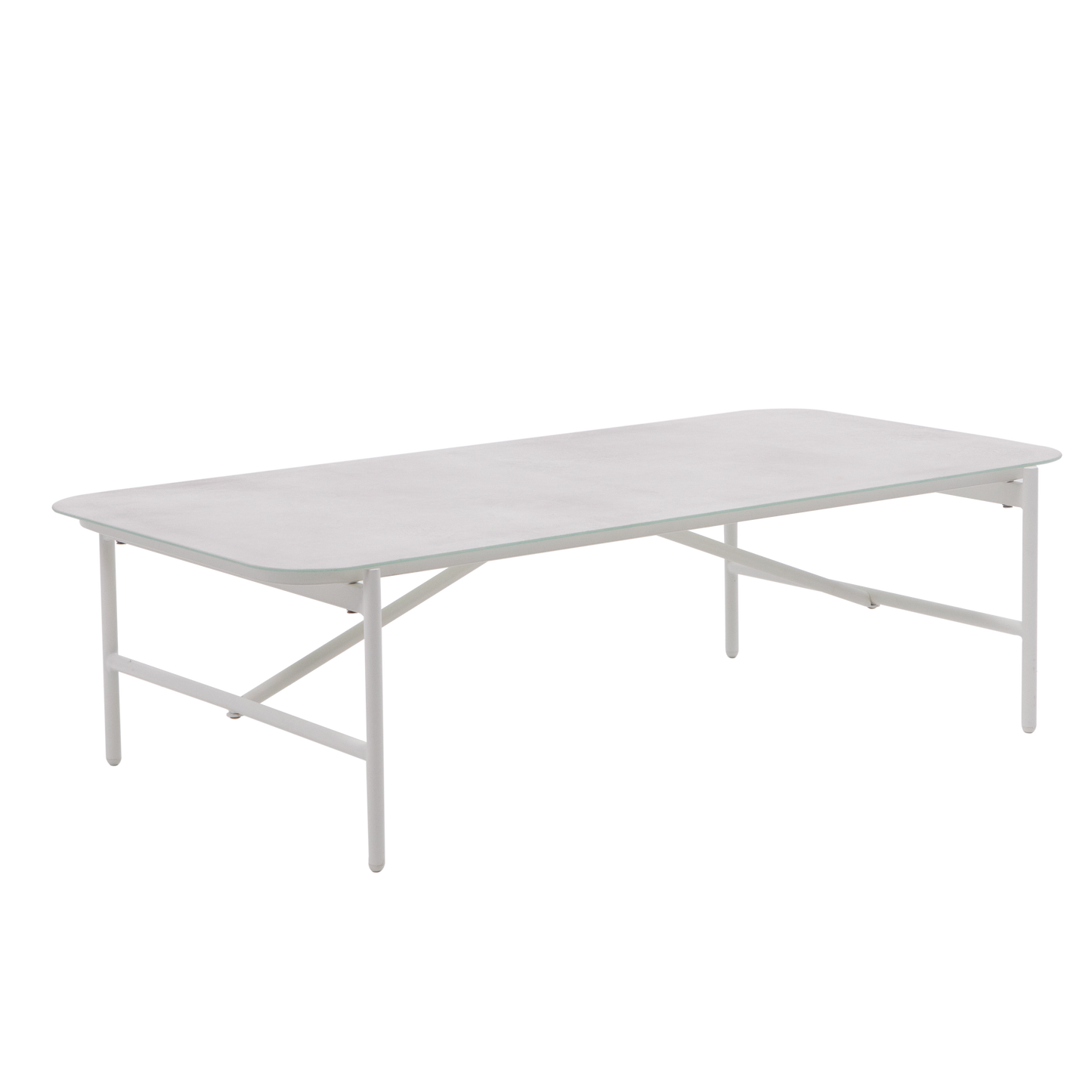 COFFEE SET NATERIAL SIGMA 4 SEATER WHITE STEEL WITH GLASS COFFEE TABLE TOP