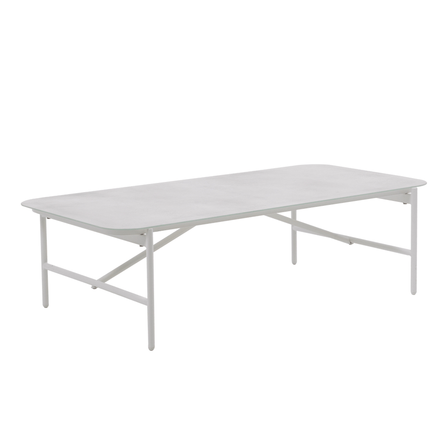 Bricocenter COFFEE SET NATERIAL SIGMA 4 SEATER WHITE STEEL WITH GLASS COFFEE TABLE TOP