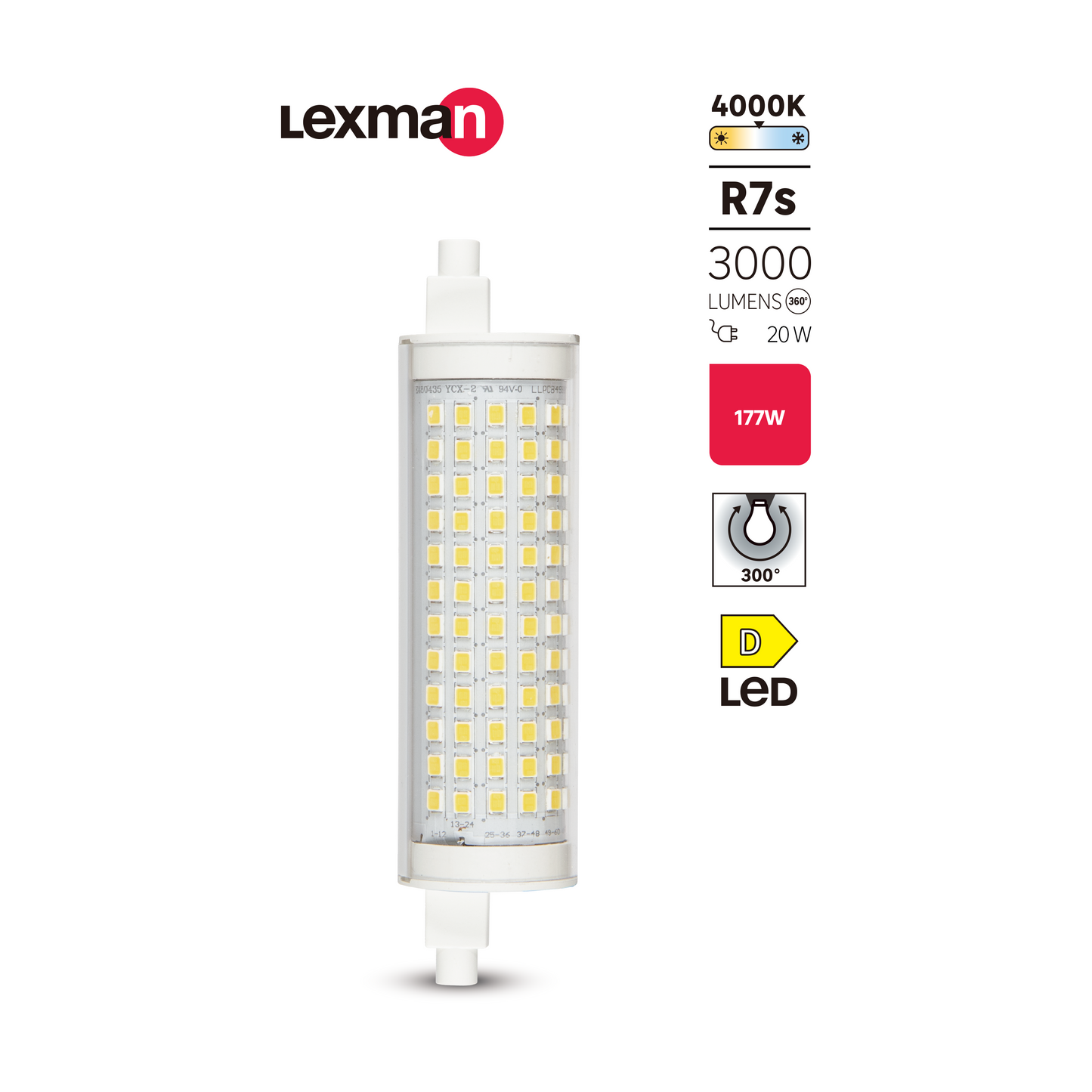 LED BULB R7S=177W 118MM NATURAL LIGHT