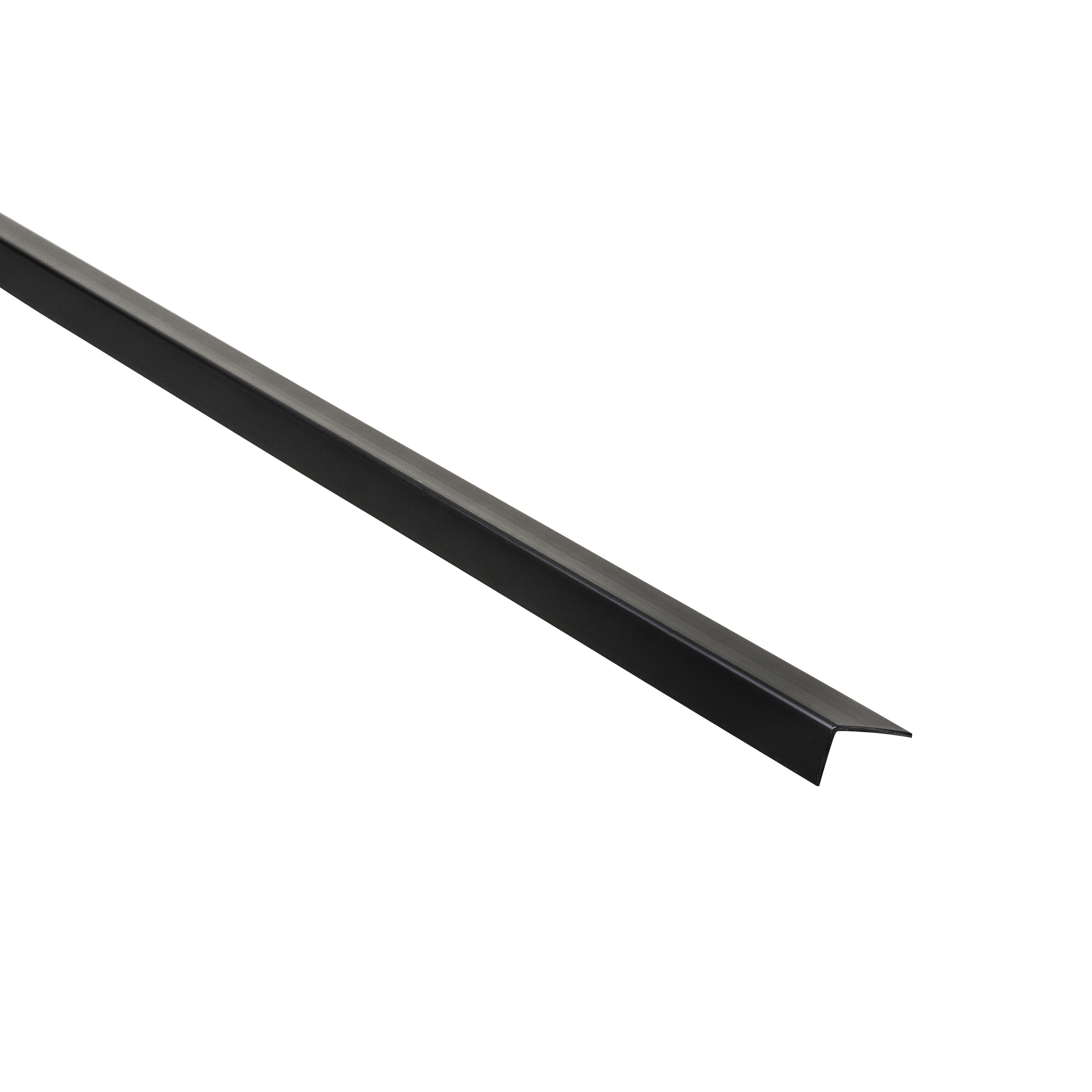 Matt black PVC L-shaped corner profile, 20x10x1mm
