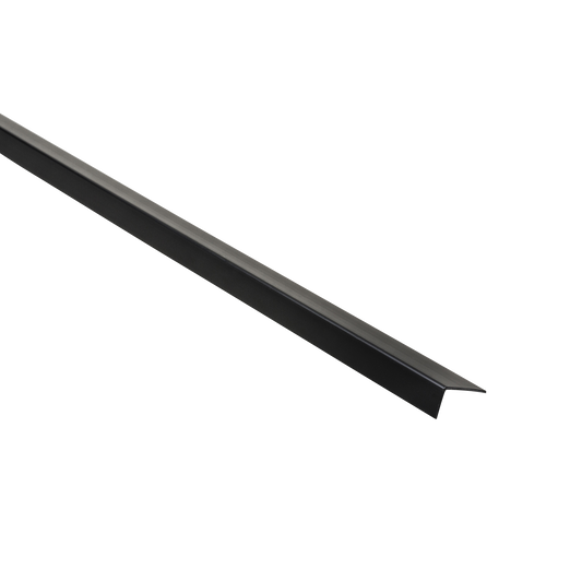 Matt black PVC L-shaped corner profile, 20x10x1mm