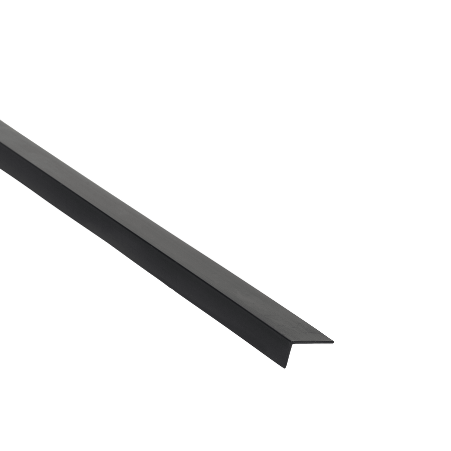 Matt black PVC L-shaped corner profile, 20x10x1mm