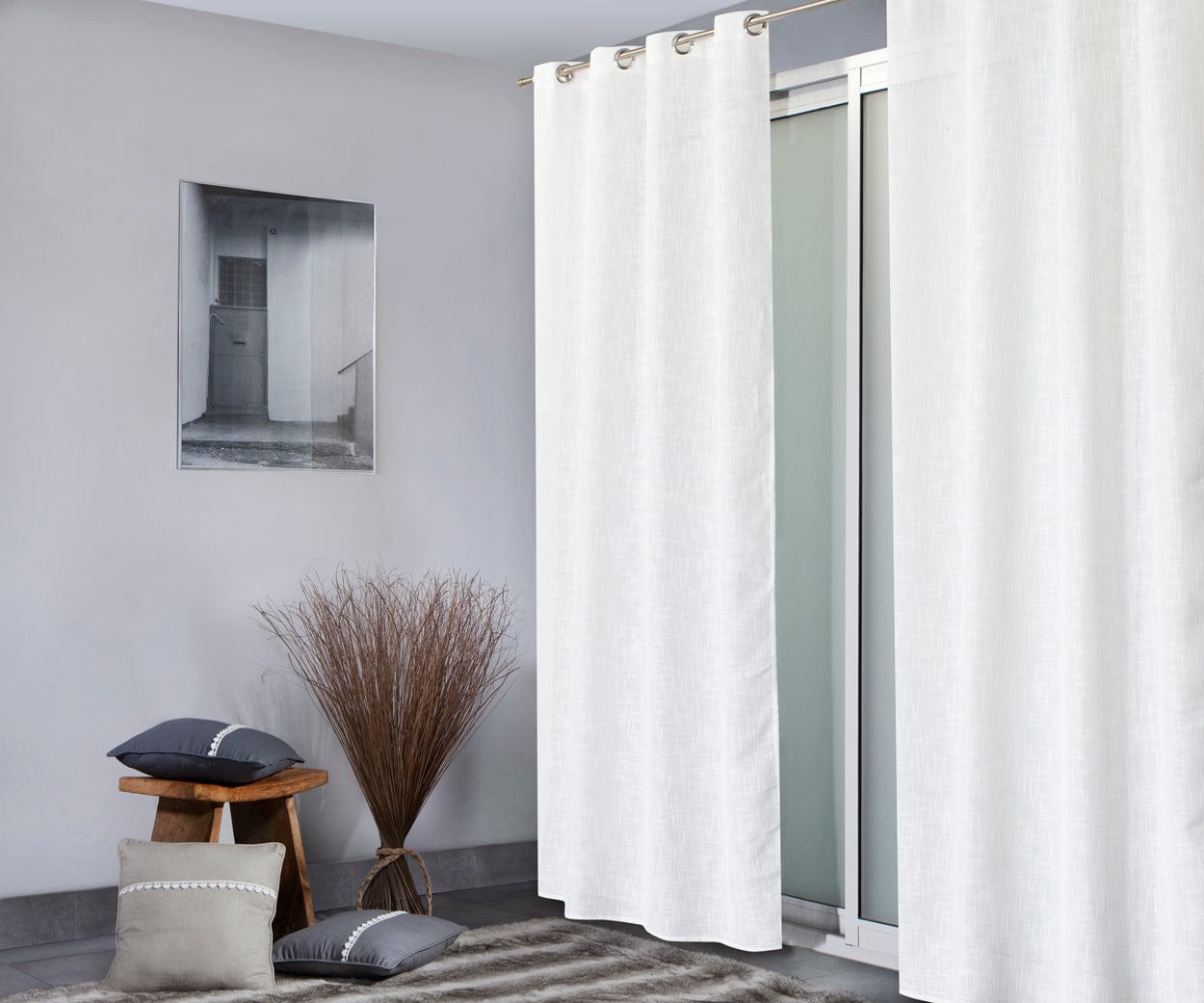 INFINI WHITE OPAQUE CURTAIN 140X280 CM WITH EYELETS