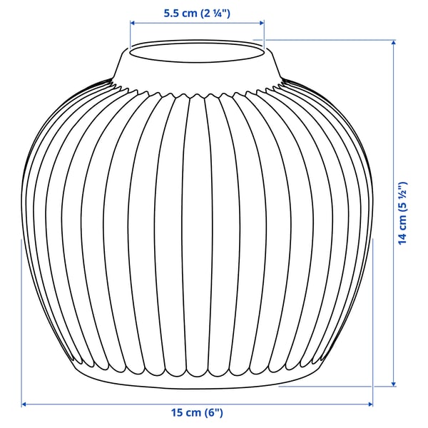 PELARBJÖRK vase, white, 14 cm
