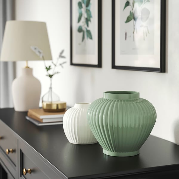 PELARBJÖRK vase, grey-green, 20 cm