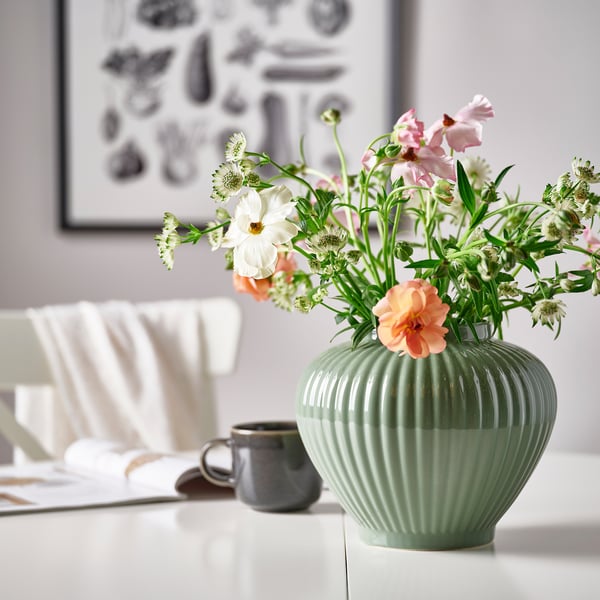 PELARBJÖRK - PELARBJÖRK Vase, grey-green, 20 cm