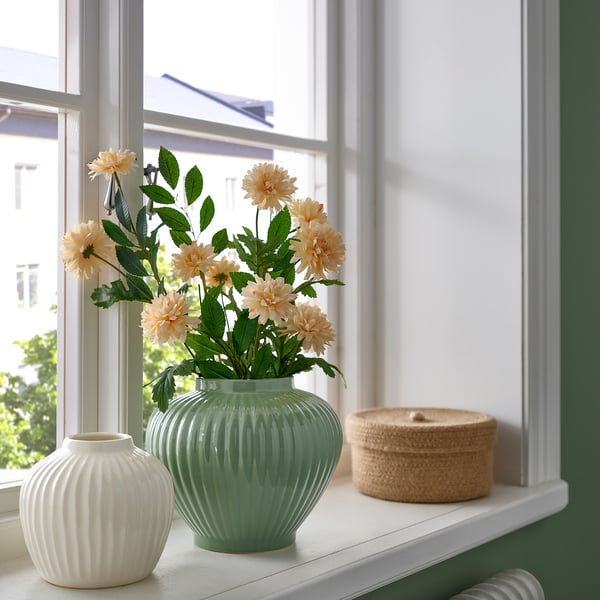 PELARBJÖRK vase, grey-green, 20 cm