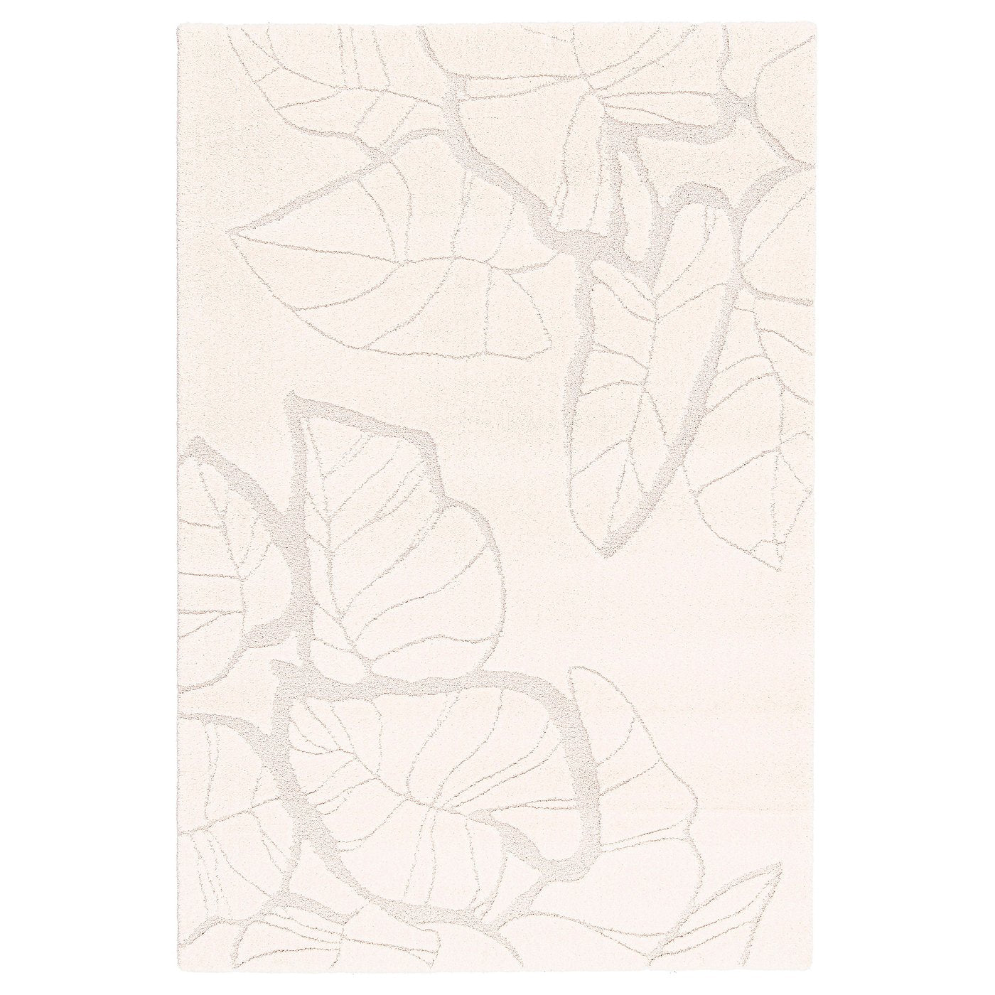 PELARKÖRSBÄR rug, low pile, light beige/leaf pattern, 133x195 cm