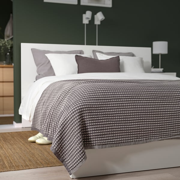 PELARTUJA - PELARTUJA Bedspread, dark grey/light grey, 150x250 cm