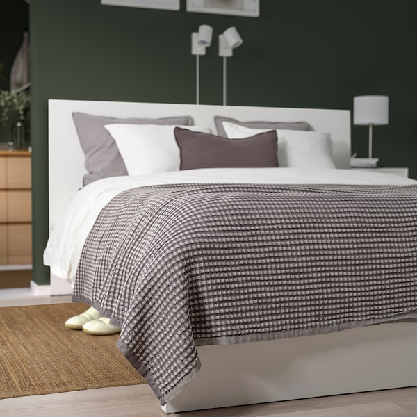 PELARTUJA - Bedspread, dark grey/light grey, 150x250 cm