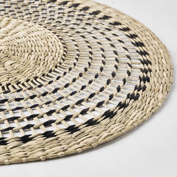 PENNFISK place mat, natural/sedge handmade, 37 cm