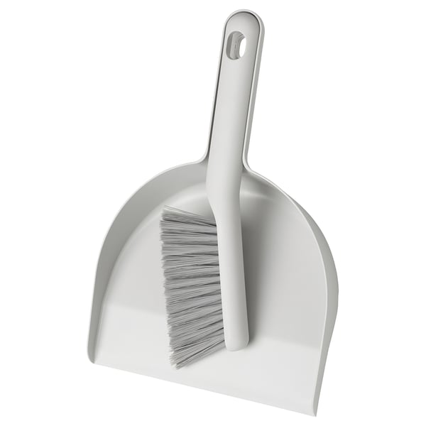 PEPPRIG dust pan and brush, grey