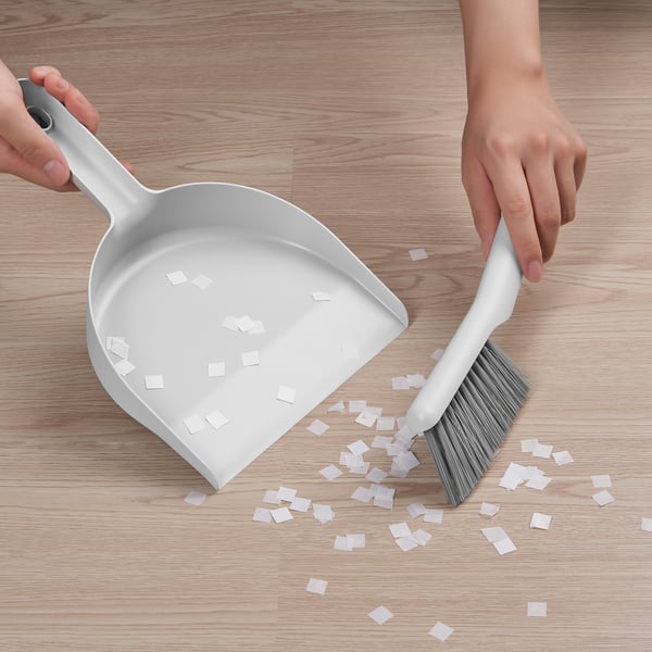 PEPPRIG dust pan and brush, grey