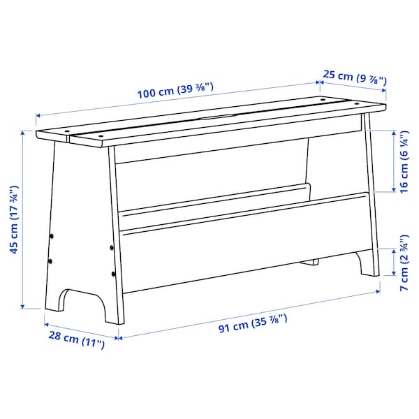 PERJOHAN - Bench with storage, pine, 100 cm