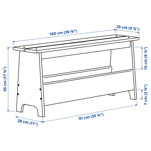 PERJOHAN bench with storage, pine, 100 cm