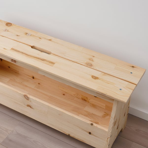 PERJOHAN - PERJOHAN Bench with storage, pine, 100 cm