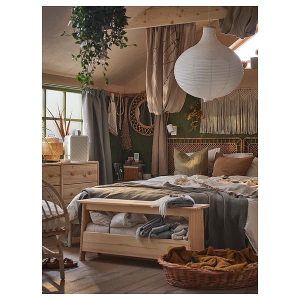 PERJOHAN bench with storage, pine, 100 cm