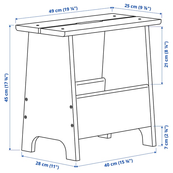 PERJOHAN stool with storage, pine, 49x45x28 cm