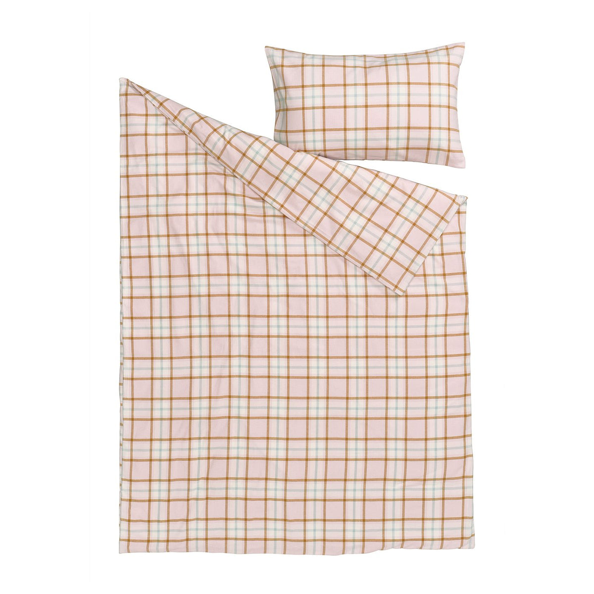 PEROVSKIA duvet cover and pillowcase, pale pink/check, 150x200/50x80 cm