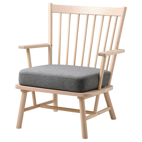 PERSBOL armchair, birch/Tibbleby beige/grey, 58x57x70 cm