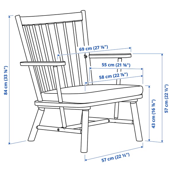 PERSBOL armchair, birch/Tibbleby beige/grey, 69x84x70 cm
