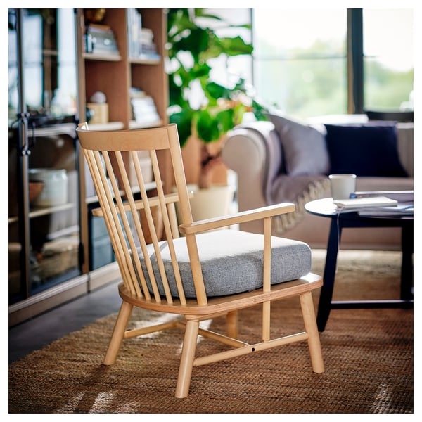 PERSBOL armchair, birch/Tibbleby beige/grey, 69x84x70 cm