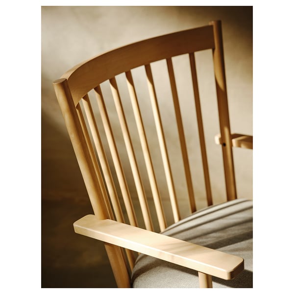 PERSBOL armchair, birch/Tibbleby beige/grey, 69x84x70 cm