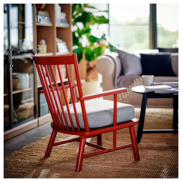 PERSBOL armchair, brown-red/Tibbleby beige/grey, 69x84x70 cm