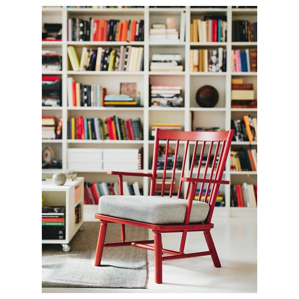 PERSBOL armchair, brown-red/Tibbleby beige/grey, 69x84x70 cm