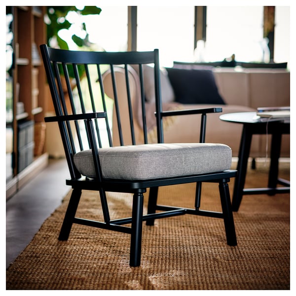PERSBOL armchair, black/Tibbleby beige/grey, 69x84x70 cm