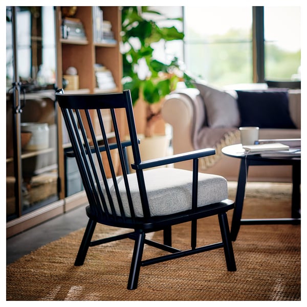 PERSBOL armchair, black/Tibbleby beige/grey, 69x84x70 cm