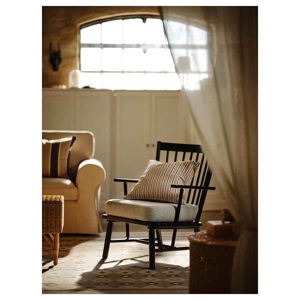 PERSBOL - Armchair, black/Tibbleby beige/grey ,