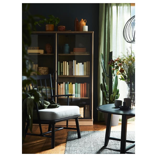 PERSBOL armchair, black/Tibbleby beige/grey, 58x57x70 cm