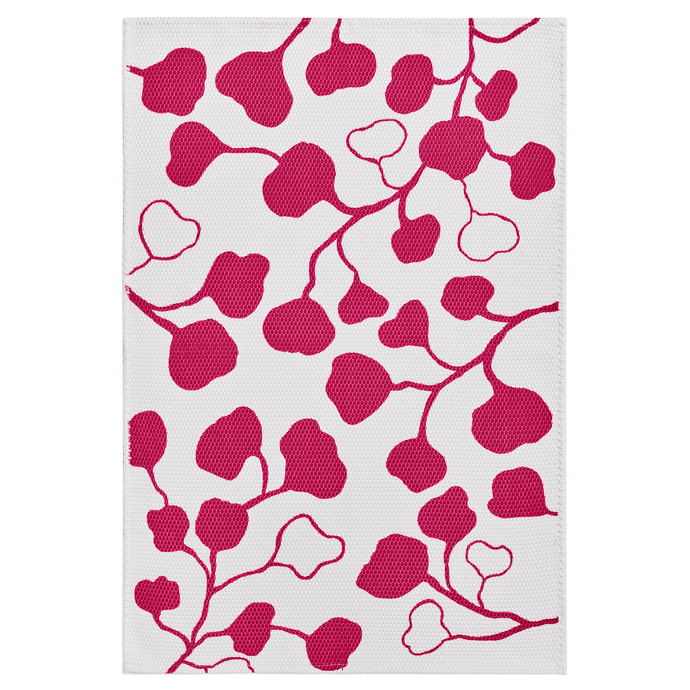 PERSIKOTRÄD rug, flatwoven, pink/leaf pattern, 60x90 cm