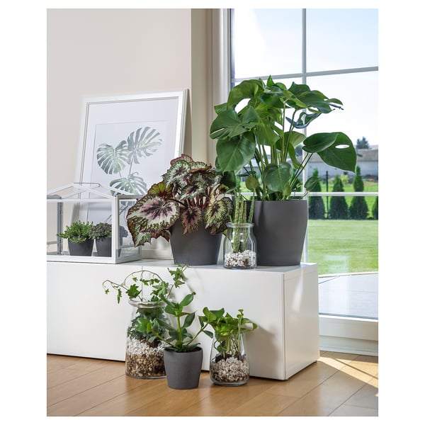 PERSILLADE plant pot, dark grey, 19 cm