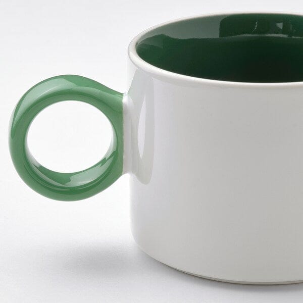 Ikea PIGGÅL - Mug, white/green, 30 cl