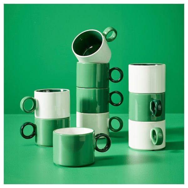 Ikea PIGGÅL - Mug, white/green, 30 cl