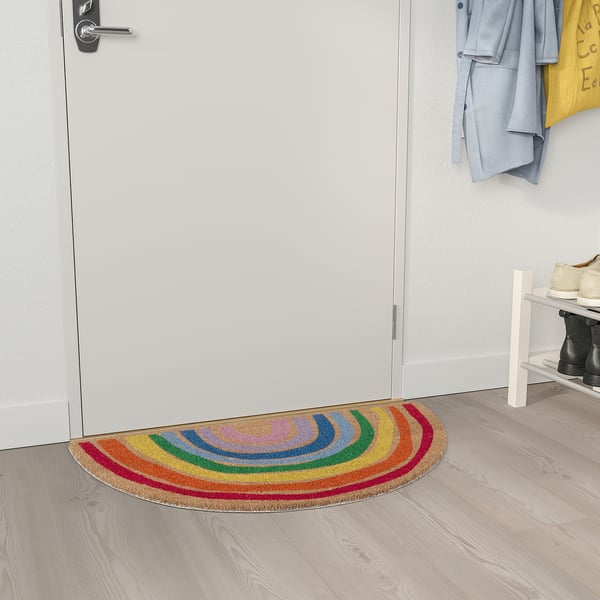 PILLEMARK door mat, indoor, rainbow, 50x90 cm