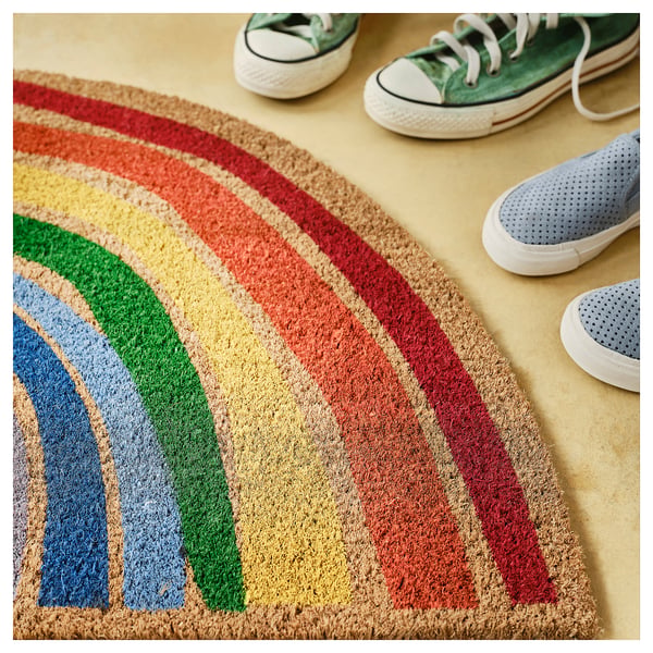 PILLEMARK door mat, indoor, rainbow, 50x90 cm