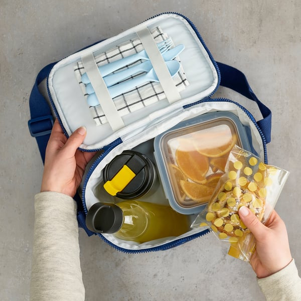 PILLERSTARR - PILLERSTARR Cooling bag, patterned/blue, 26x19x19 cm