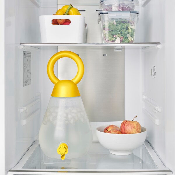 PILLERSTARR - Jar with tap, transparent bright yellow, 4 l