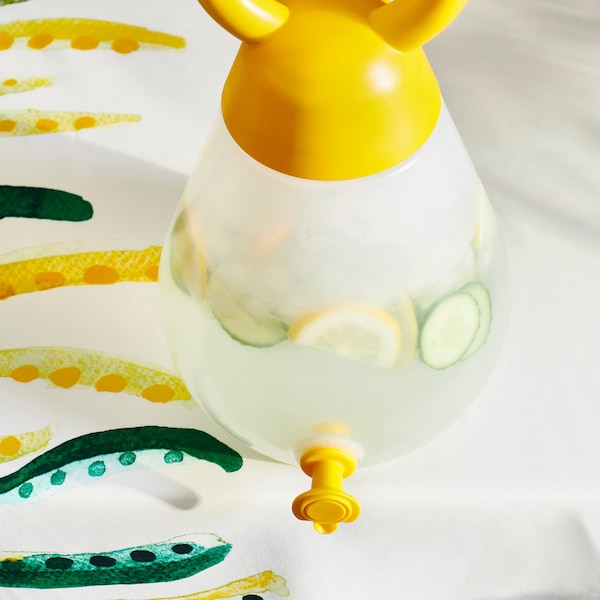PILLERSTARR - Jar with tap, transparent bright yellow, 4 l
