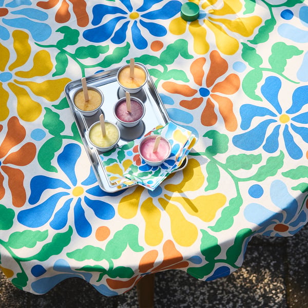 PILLERSTARR tablecloth, multicolour round, 150 cm