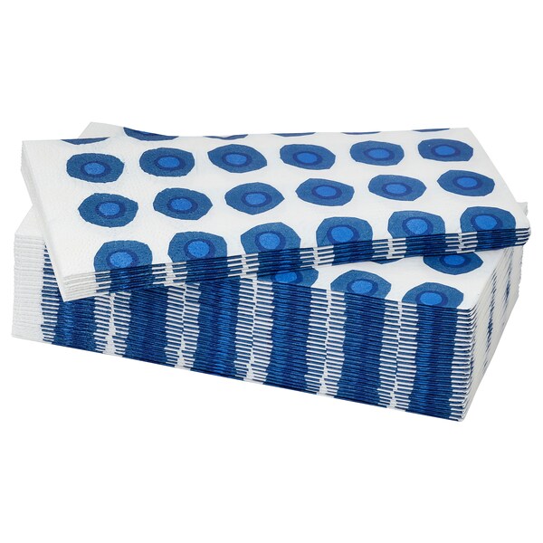PILLERSTARR - Paper napkin, patterned/blue, 38x38 cm