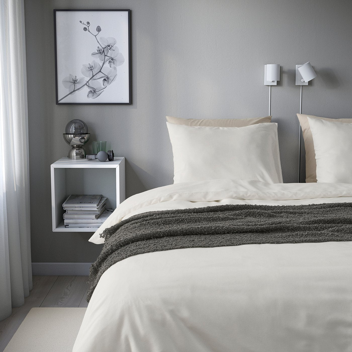 PILTANDVINGE duvet cover and 2 pillowcases, white, 200x200 cm