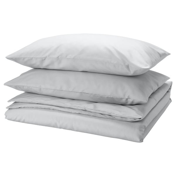 PILTANDVINGE duvet cover and 2 pillowcases, grey, 240x220/50x80 cm