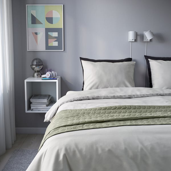 PILTANDVINGE duvet cover and 2 pillowcases, grey, 240x220/50x80 cm