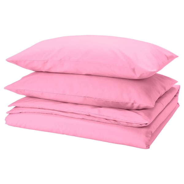 PILTANDVINGE - Duvet cover and 2 pillowcases, light pink, 240x220/50x80 cm